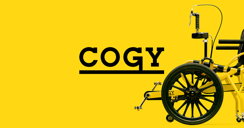 「あきらめない人の車いす」 COGY（コギー）あなたが乗る車いすがあなたの足を動かすきっかけになれないか。そんな思いから、ペタル付き車いす「コギー」は生まれました。